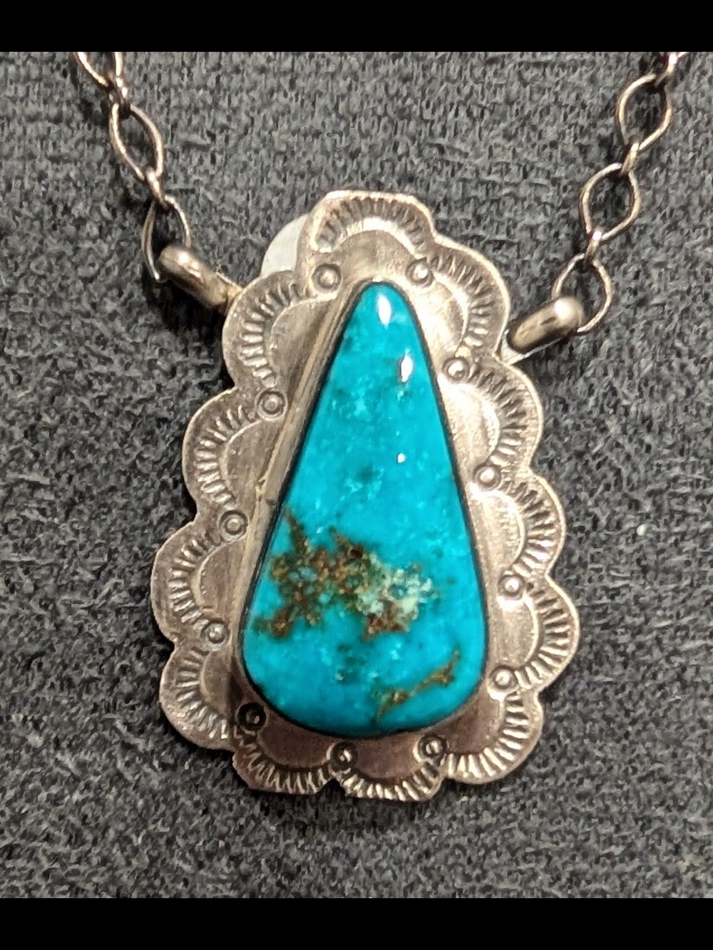 Turquoise Teardrop Pendant Necklace - Sterling Silver
